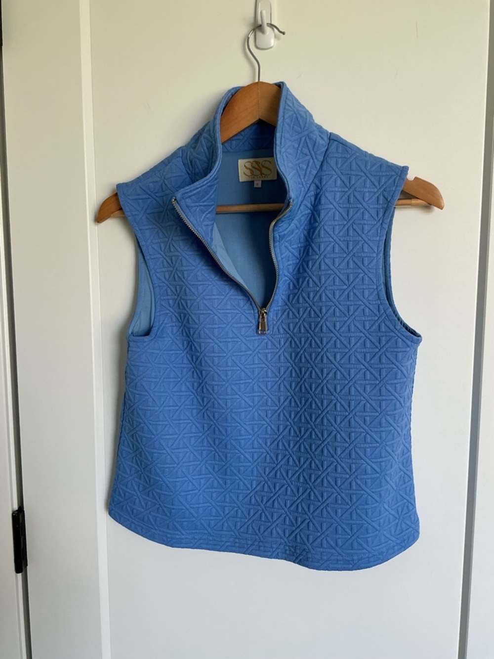 Quilted Sleeveless Zip Mock Neck Skirt Set - Periwinkle Sf Pf - Picture 2 of 3